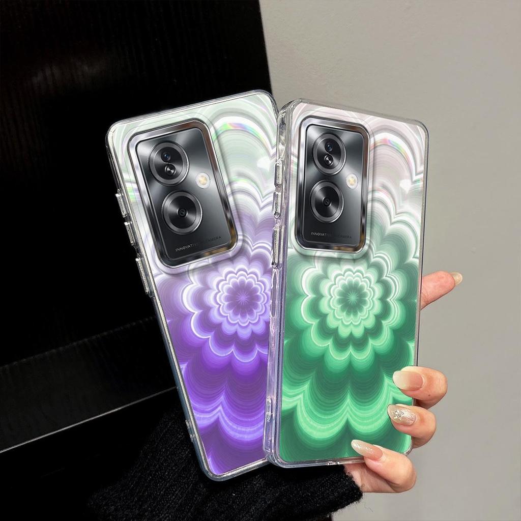 Чехол для OPPO A79 5G, Радужный градиентный цветочный прозрачный чехол, Ударопрочная защита объектива камеры