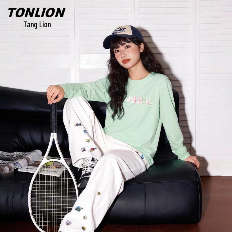 Женская футболка TonLion с длинным рукавом, из чистого хлопка, с буквой TS
