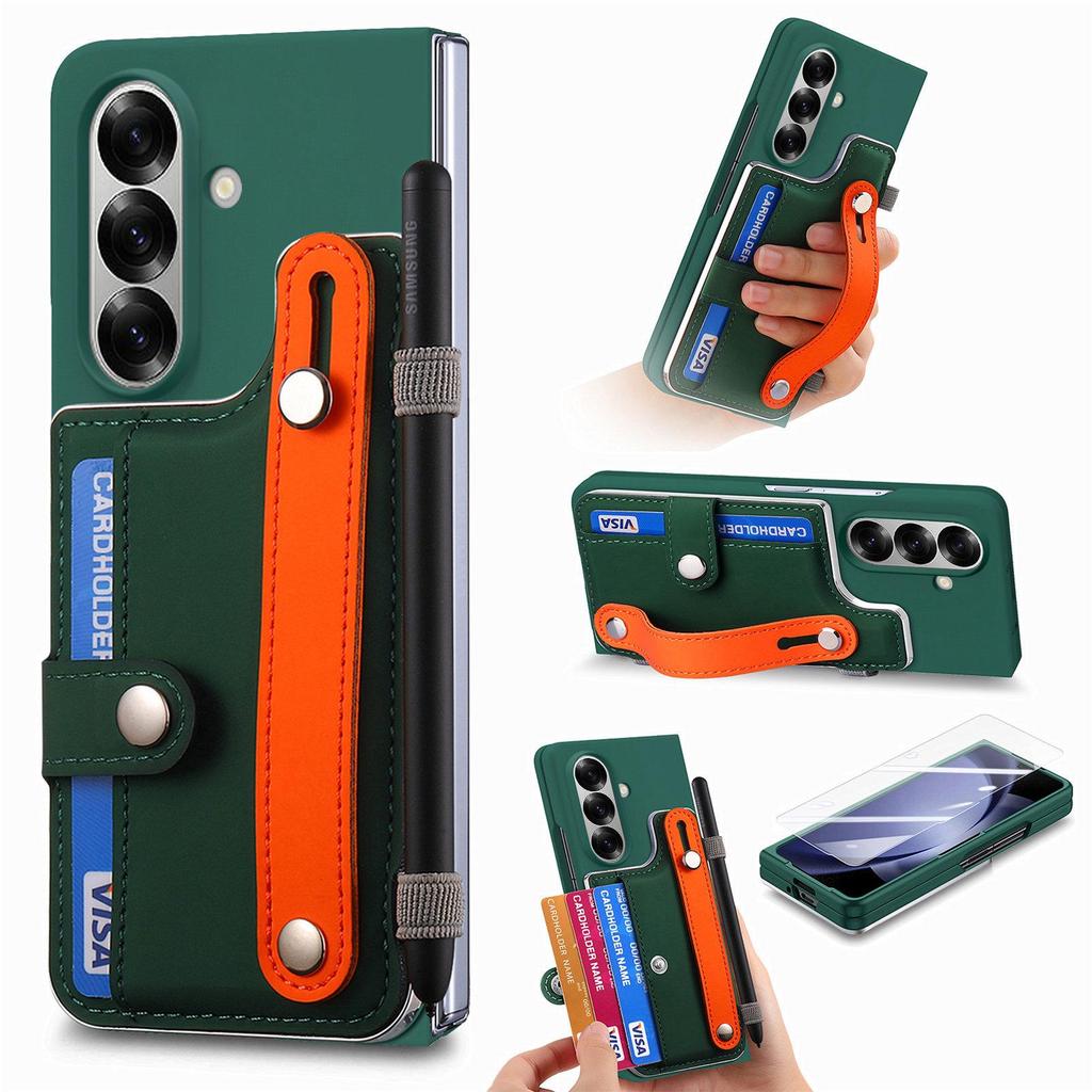 Кросс-бордерный чехол-кошелек на запястье для Samsung Z Fold7 - Корпус из ПК с ощущением кожи со встроенной пленкой для Z Fold6