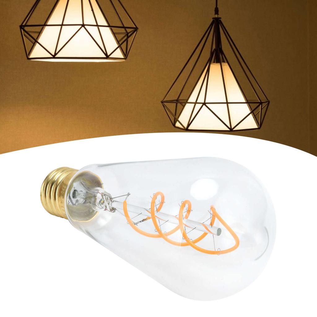 ST64 Лампочка E27 4 Вт Винтажная Двойная Спиральная Лампочка Накаливания с Регулировкой Яркости 220 В Теплый Свет(прозрачный )