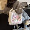 Summer New Fashionable Embroidered Shopping Bag Butterfly Style Single Shoulder Crossbody Handbag with Large Capacity