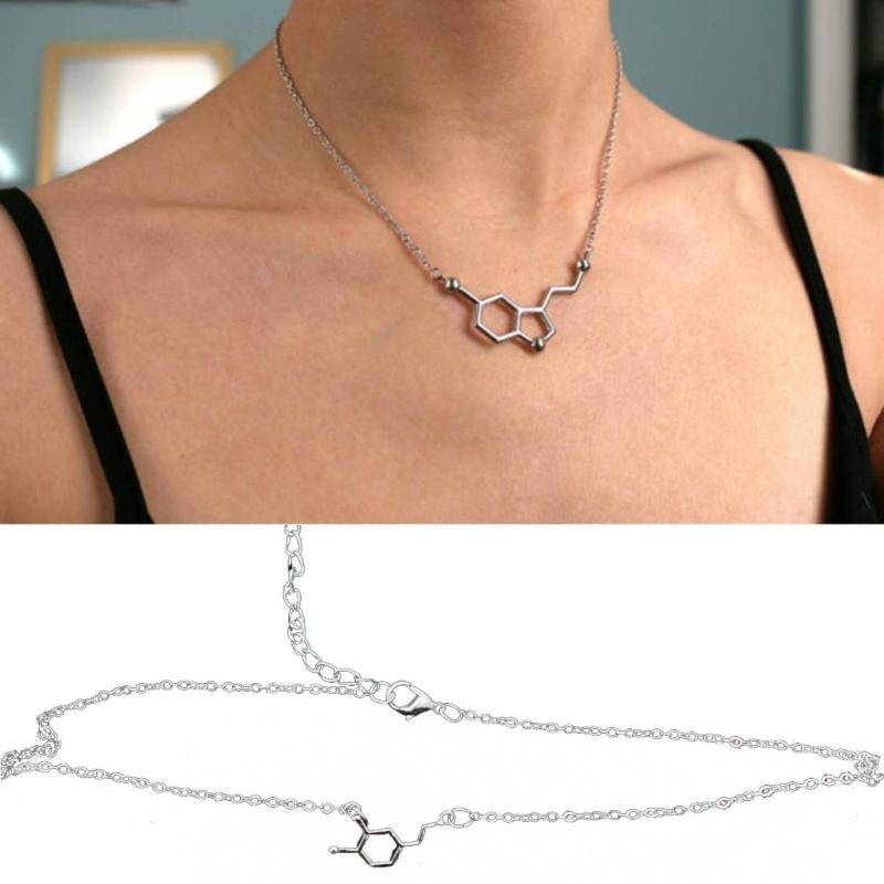 Dopamine Molecule Necklace Stylish Neck Chain Ajustable Collarbone Chain Trendy Neck Jewelry for Chemistry Enthusiasts