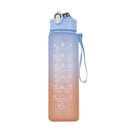 Бутылка для воды на 32 унции с отметкой времени. Герметичная чашка без бисфенола-А с соломинкой. Вдохновляющие цитаты. Градиентная чашка с принтом. Пищевой пластик. Съемный.