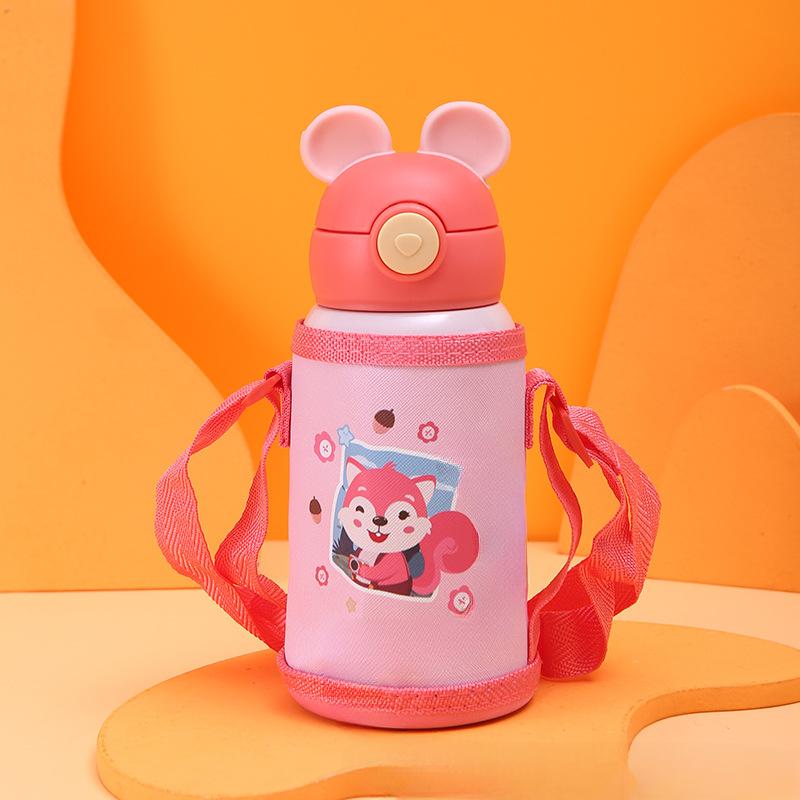 304 Stainless Steel Bouncing Straw Cup with A Collection of Cartoon Stainless Steel Children's Mug. High Quality Practical Daily Use
