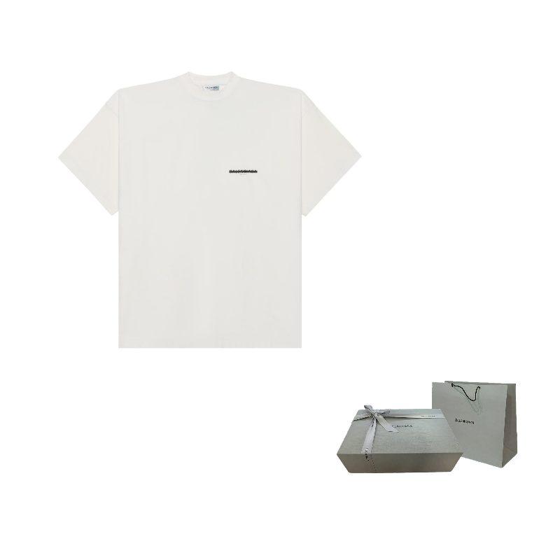 Balenciaga Женская футболка с приспущенными плечами и рукавами, белая, 694576TMVJ60980