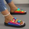 Outdoor Summer Women's Slippers Buckle Decoration Platform Ladies Shoes 2024 Brand Rainbow Color Water Proof Innovative Slippers