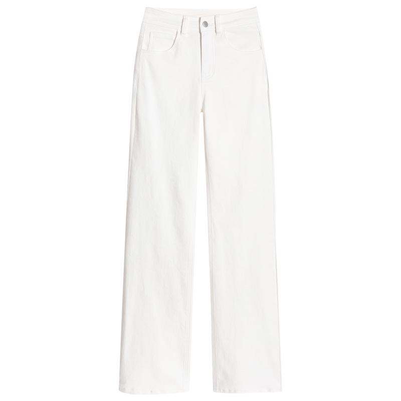 Женские джинсы с высокой талией, облегающие, белые, прямого кроя - Осень 2025