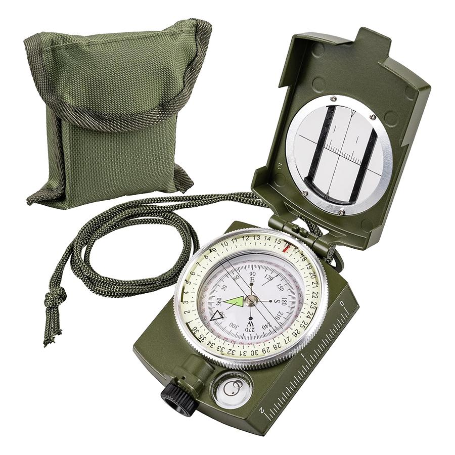 Waterproof Shockproof Compass With Sighting Function Carabiner And Storage Pouch For Hiking Camping Outdoor Navigation Survival