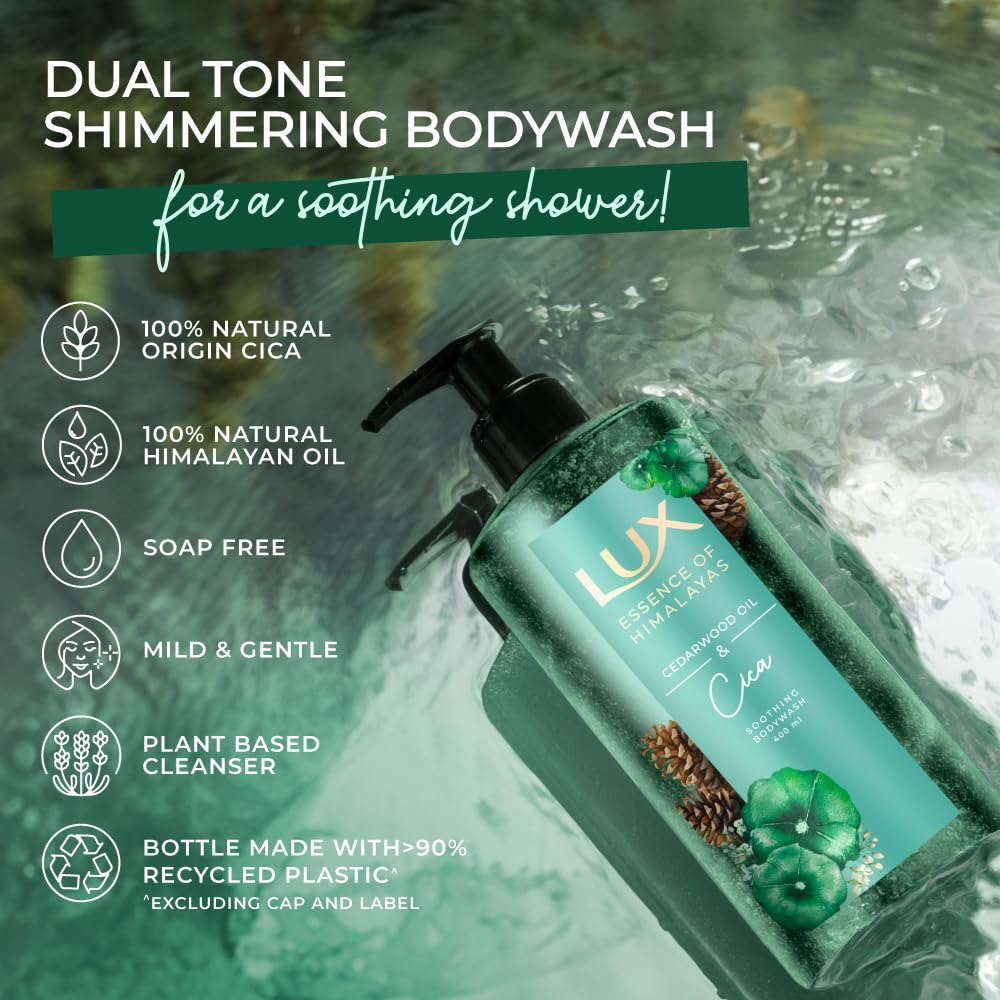 Lux Essence Of Himalayas Soothing Body Wash With Cedarwood Oil And Cica 400 Ml Gentle Natural Skin Cleanser