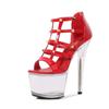 Ladies Stiletto Shoes Patent Leather Sexy Catwalk Fashion Sandals 181 Series 16.5cm Heel 7cm Platform LFD