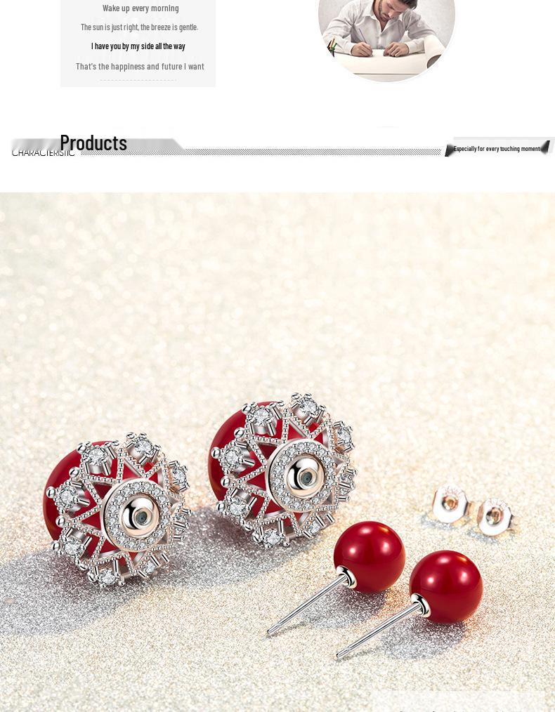 Милые двусторонние серьги-пусеты с жемчужным кружевом - подарок на День святого Валентина и Рождество для женщин