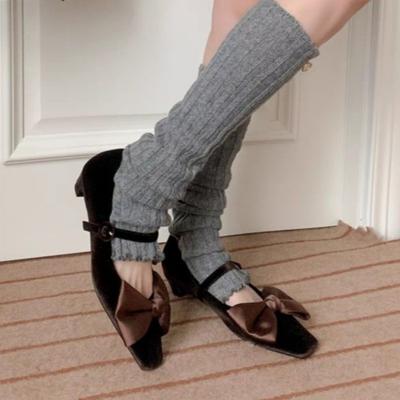 Весенние новые туфли на грубом каблуке женские с квадратной головкой и неглубоким воротом с узлом-бабочкой и противоскользящими износостойкими высокими каблуками