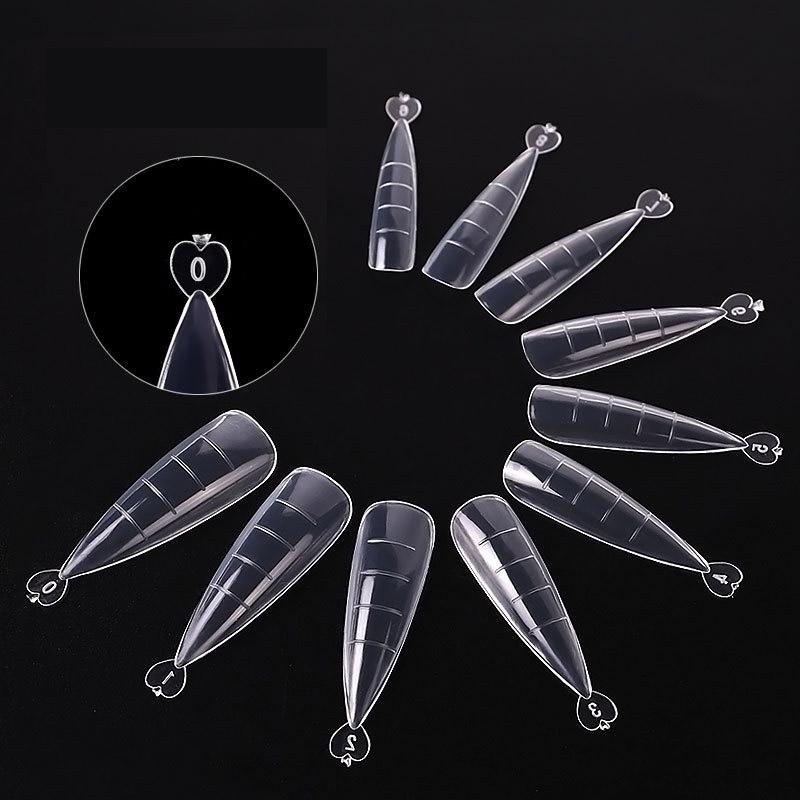 100 шт. прозрачных акриловых типсов для ногтей, французский маникюр, накладные ногти с УФ-гелем, полупокрытие, накладные ногти, 10 размеров