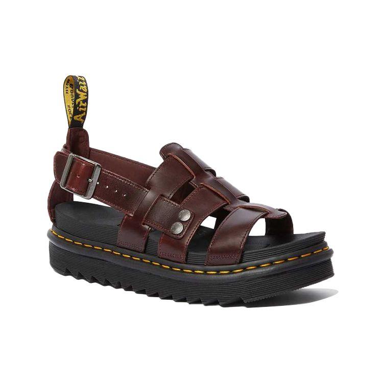 Dr. Martens Terry Leather Buckle Platform Roman Sandals Unisex Sandals Red Brown 23521211