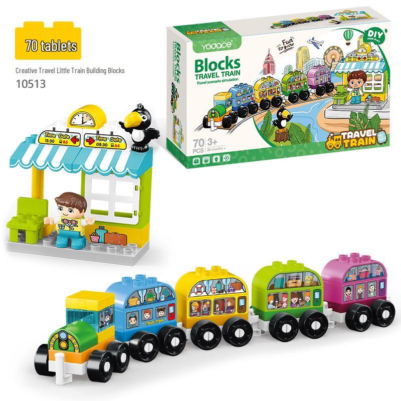 Набор из 50 детских блоков-пазлов в виде поезда с цифрами и ведром для хранения