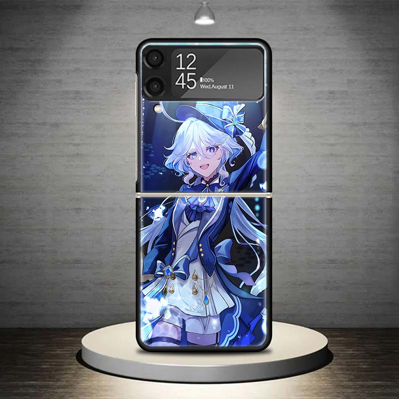 Чехол для телефона Genshin Impact Furina для Samsung Galaxy Z Flip 7 6 5 4 3 5G Ударопрочный чехол Z Flip7 Flip6 ZFlip5 Flip3 Flip4 Роскошный