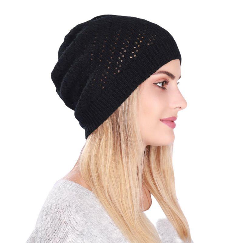 Winter Thin Knitted Hollow Out Beanies Cap For Women Slouchy Skull Cap Crochet Soft Warm Baggy Slouch Hedging Hat