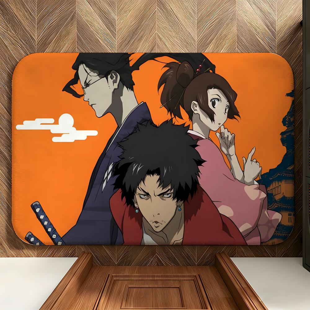 anime S-Samurai C-Champloo Floor Mat Soft Flannel Floor Mat Suitable for Entryways, Living Rooms, Bedrooms, and Bathrooms