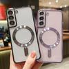 Гальваническое покрытие Прозрачная текстура CD Магнитный чехол для Magsafe для Samsung S25 S24 S23 S22 S21 S20 Plus Ultra FE A15 A05S A55 A35 Note 20 10