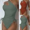 Women's Fashion Backless Tethered Solid Colour Bikini Swimsuit