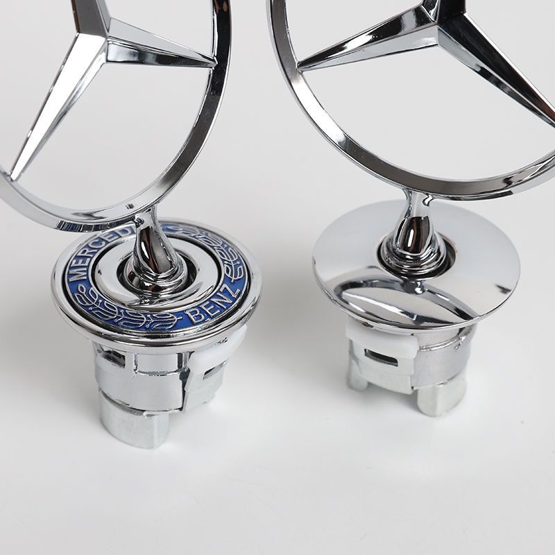 2025 Hot For Benz 1pcs 44mm 3D Metal Blue Chrome Star Bonnet Hood Logo Emblem Badge for Mercedes Benz W202 W203 W204 W208 W210 W