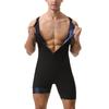 Men Plus Size Sauna Bodysuit, Zipper Tummy Control Compression One Piece Shaper For Gym Workout Training