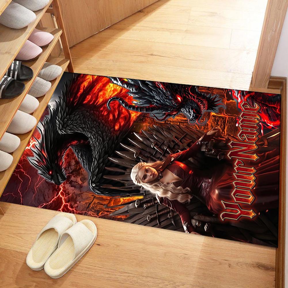 Gothic Illustrations Customized Name Area Rug Perfect for Decorate room Dormitory Entryway Hallway Antislip Carpet Decorate Offices