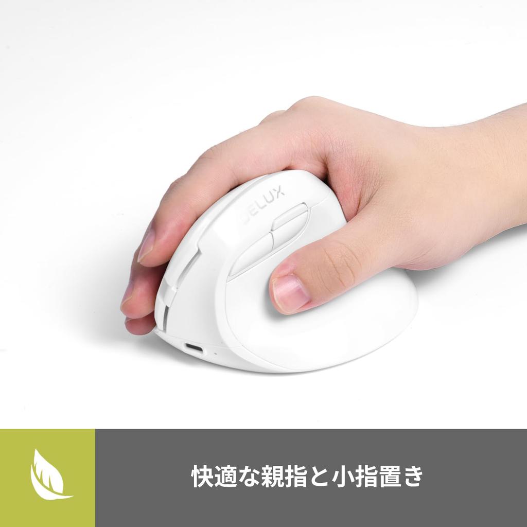 DELUX Ergonomic Wireless Small Vertical 4000 Dual for Carpal and Hand for and Macs Mouse, Quiet, Hand, Mouse, DPI, 2.4G/Bluetooth 5.2 Mode,
