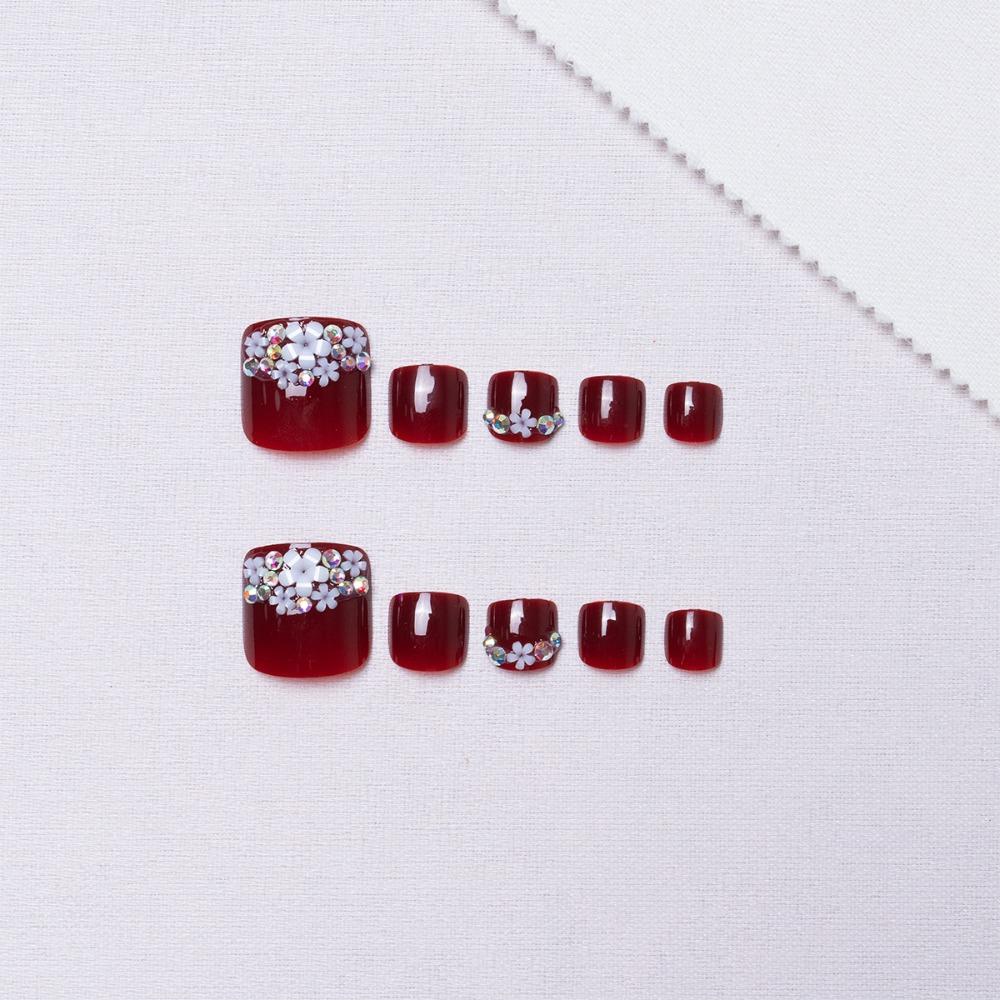 Short Length False Toe Nails Square Head Press On Nails Detachable Foot Nail Tips Girl