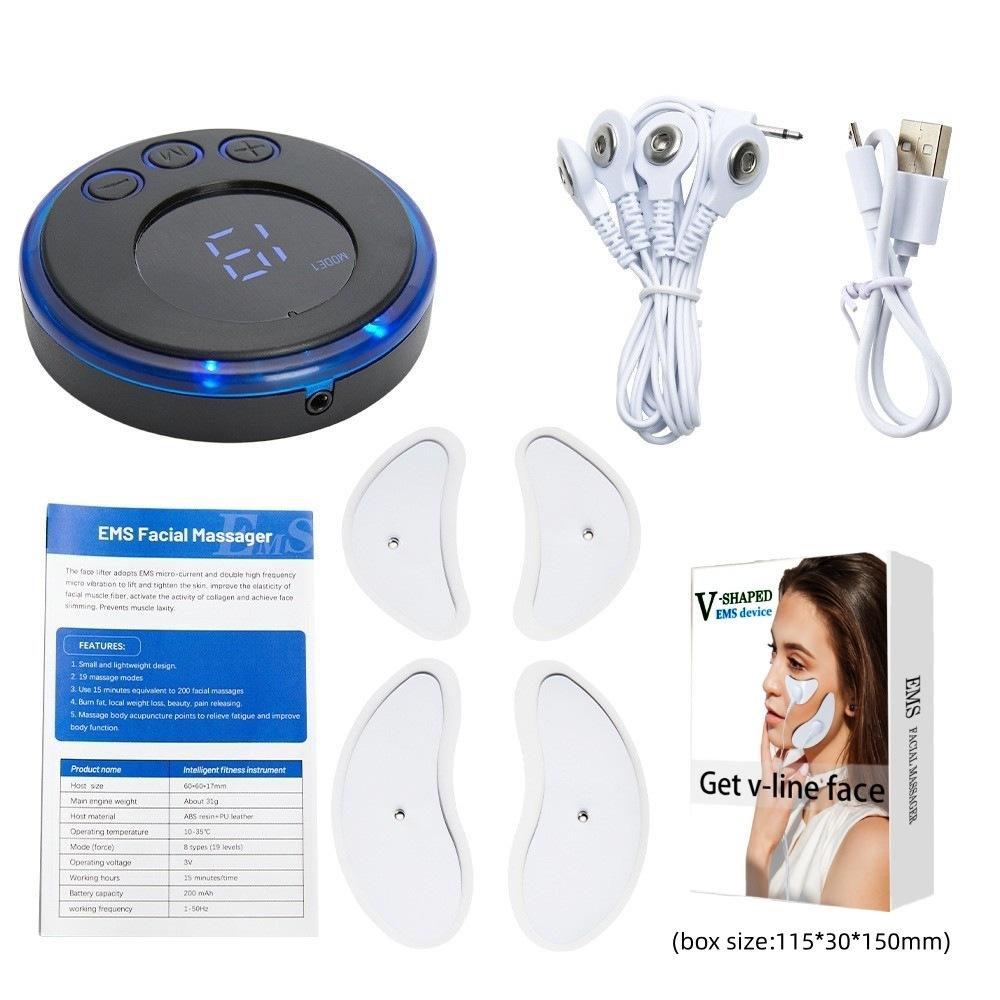 Трансграничное устройство для массажа лица EMS, низкочастотное микротоковое косметическое устройство, V-образный серповидный подтягивающий стимулятор мышц лица