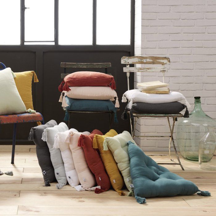Coussin de chaise Assise matelassée gaze de coton gaia