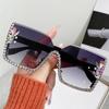 Frameless Cut Edge Sunglasses Women Diamond Studded Square Sunglasses Vintage UV Protection Sun Protection Sunglasses