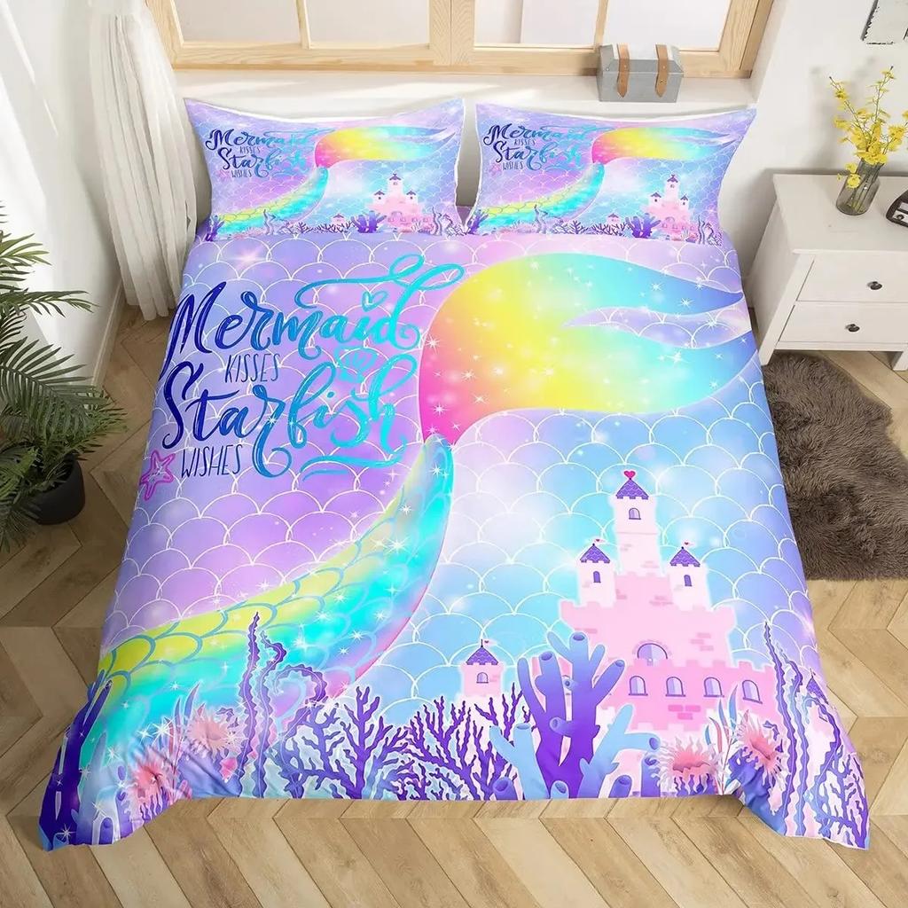 Фэнтезийный комплект пододеяльника для девочек, постельное белье с темой бабочек мечты, цветочный комплект чехла для одеяла для девочек, пододеяльник с цветами и грибами