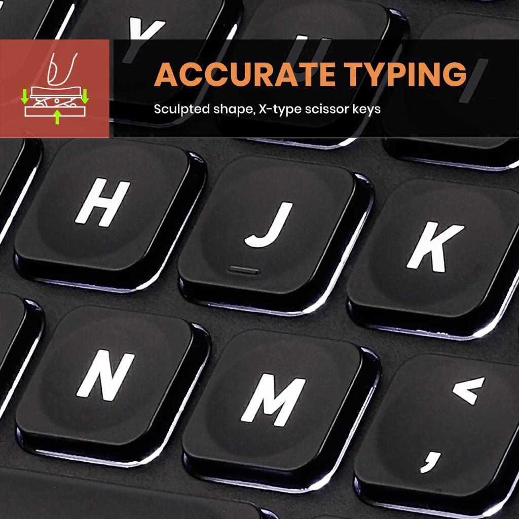 Беспроводная клавиатура Perixx с подсветкой, мини-клавиатура Tenkeyless, перезаряжаемый USB-приемник, клавиши-пантографы, белая подсветка PERIBOARD-732BTC 2.4G - -