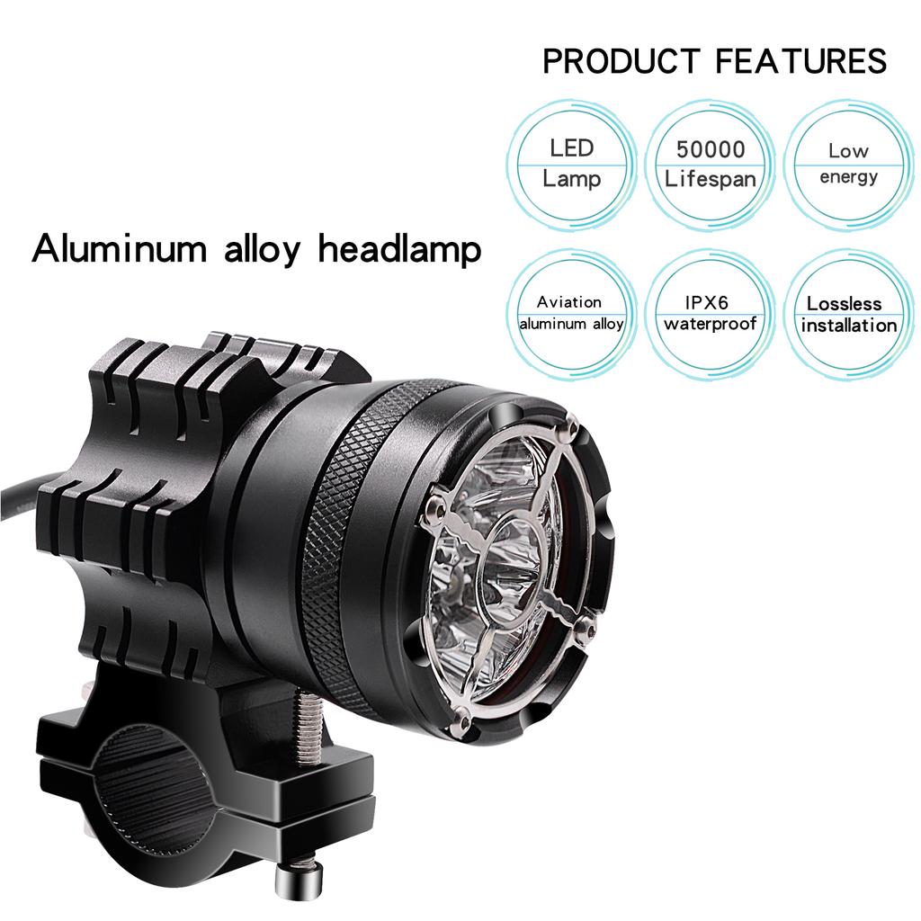 2 шт. светодиодные фары для мотоцикла 12 В 60 Вт 4000 лм светодиодные фары для мотоцикла, фары дальнего света, вспомогательные фары DRL с выключателем