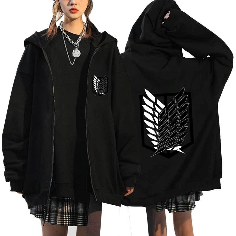 Anime Attack On Titan Printed Zip-Up Hoodie Unisex Casual Sportswear Long Sleeve Sweatshirt