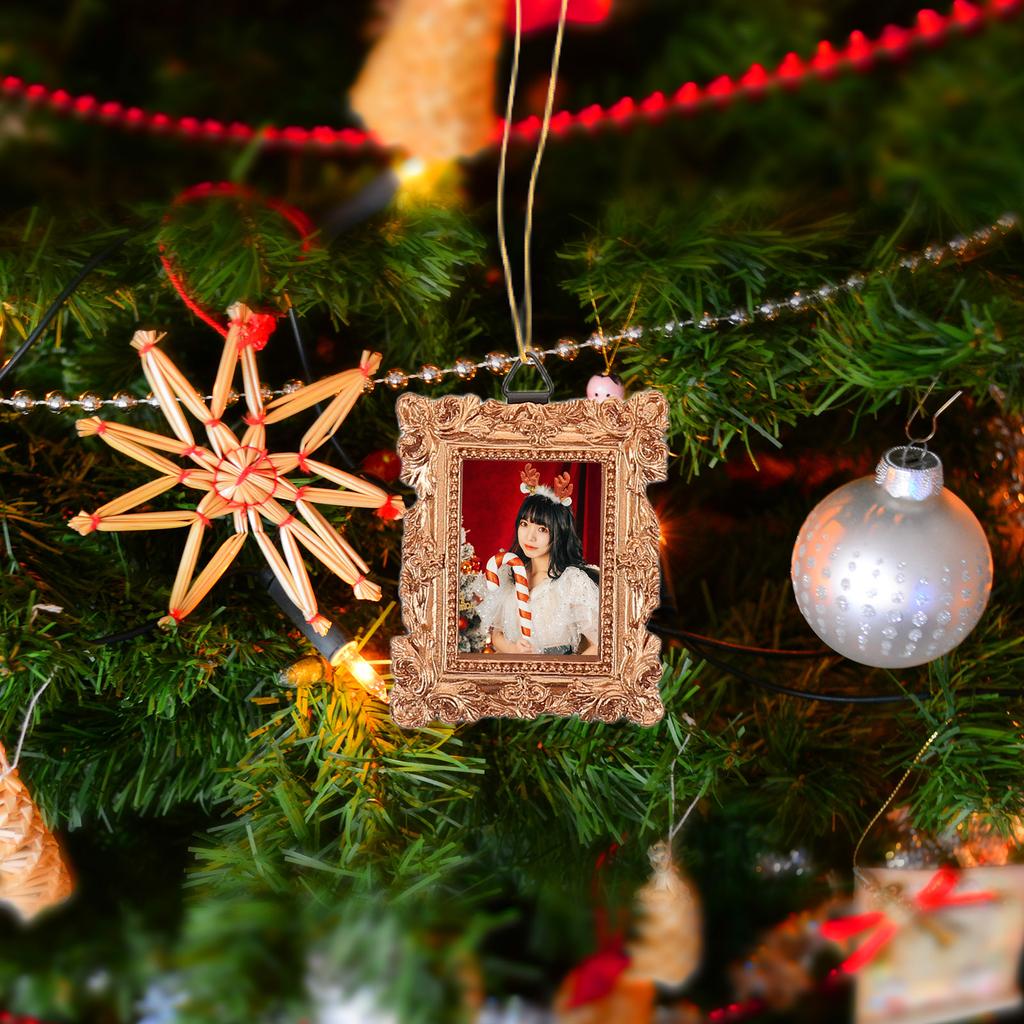 Vintage Mini Round Photo Frame Baroque Hanging Decoration for Christmas Tree Holiday Home Decor Picture Ornament