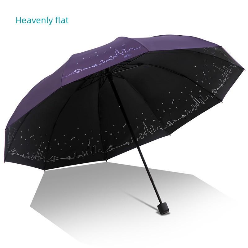 Paradise Umbrella Large Folding Black Coating Umbrella for Women, Dual-Use for Sun and Rain, Sun Protection Parasol, Sun Umbrella for Men