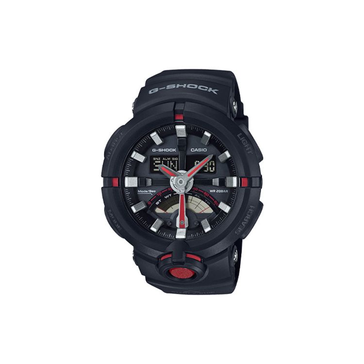 Casio G-Shock Серия для молодежи Водонепроницаемые Модные трендовые часы Кварцевый механизм Ремешок из смолы Мужские часы Черные GA-500-1A4