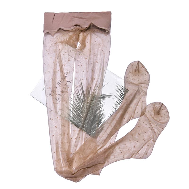 Ретро чулки в горошек Ультратонкие Шелковистые Высокой прозрачности Сексуальные 360 Ластовица Бесшовные С формованной стопой Большого размера Чулки в горошек