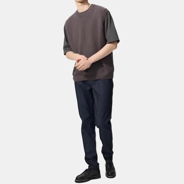 Uniqlo Однотонные джинсы зауженные с молнией мужские брюки Черный 477153-09
