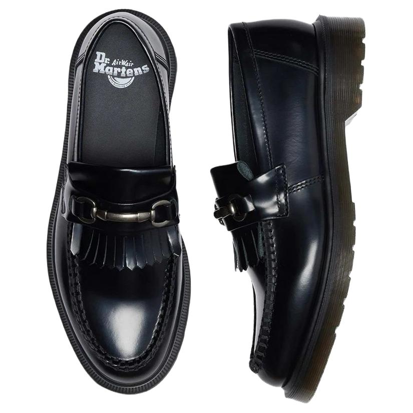 Dr. Martens Модные кожаные слипоны Adrian 3 см Унисекс Лоферы Черные 42914001