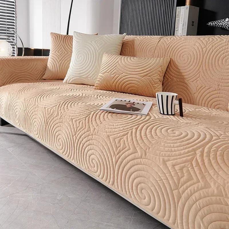 Плотные чехлы для дивана в гостиную, противоскользящие, однотонные, плюшевые маты для дивана, L-образные, универсальные подушки для дивана, защита мебели