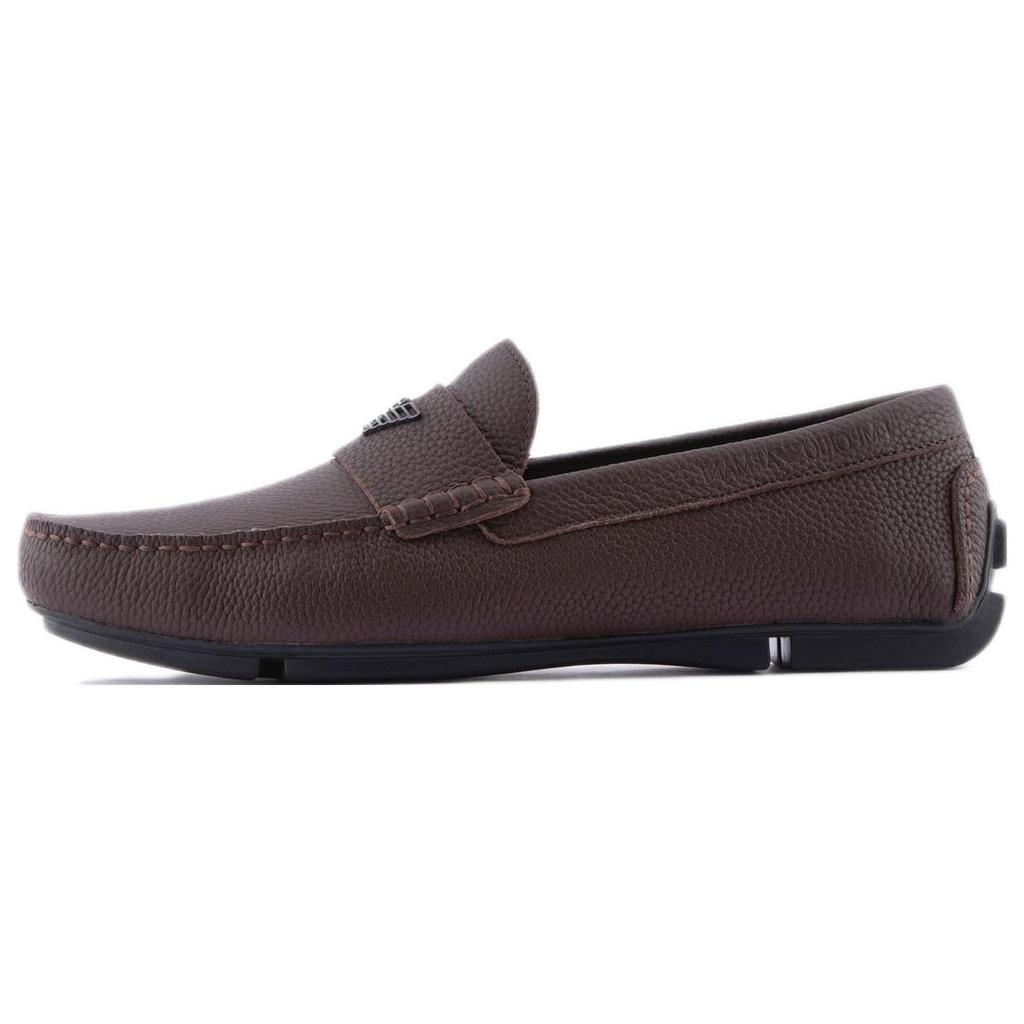 Emporio Armani Кожаный Кеды-слипоны Низкие Повседневные Мужские Коричневый X4B124XF665100214
