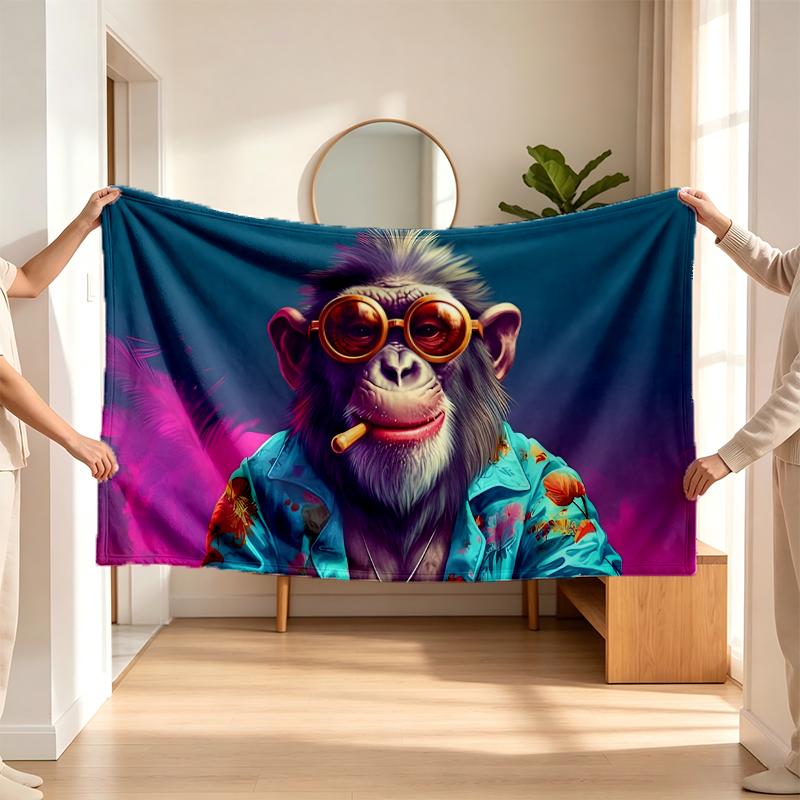 Trendy Monkey (5) Flannel blanket a soft accent for the bedroom and living room and a cozy home gift