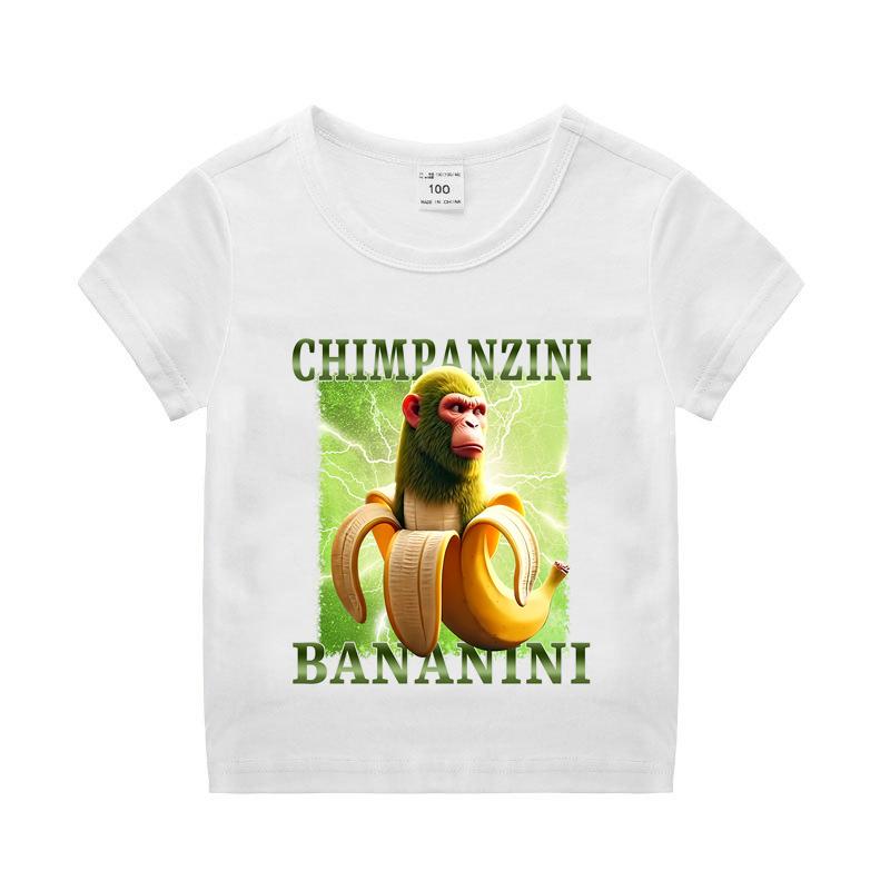 Итальянский Маразм Мальчик Девочка Хлопковая футболка Тунг Тунг Тунг Сахур Детская Летняя Одежда Смешной Мем Детские Топы с Коротким Рукавом Унисекс