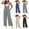 Женские модные летние однотонные брюки без рукавов с v-образным вырезом, широкие брюки, комбинезон
