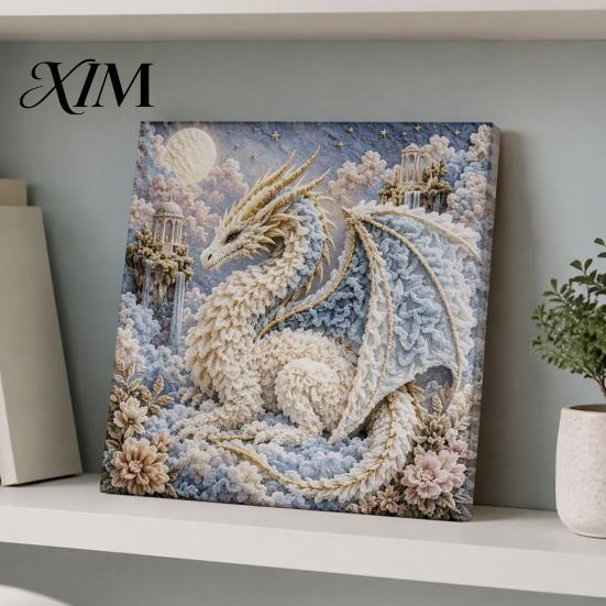 Fantasy Dragon Craft Set Fabric Poke Art Kit, Mythic DIY 3D Theme Home Decor Project, No-Sew Crafting Kit for Adults, Handmade