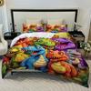 3pc Cartoon Colorful Dinosaur Duvet Covers Comfortable Bedding Fabric Soft And Breathable Includ (Duvet Cover* 1+Pillowcases*2)
