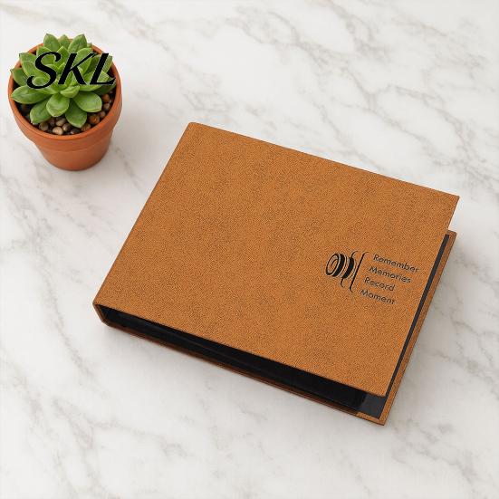 Anti-fouling Photo Album Scrapbook, Horizontal Loose-Leaf with Waterproof Thickened Film Pages, Coil Binding Flat-Lay Design Refillable for